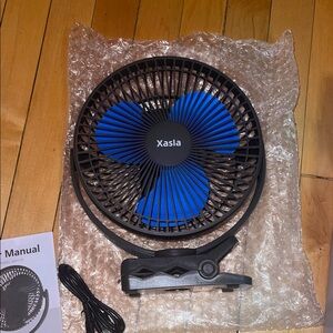 Black and Blue Clip-On Fan
